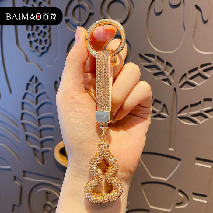 Wholesale Resin Rhinestone Gourd Keychain Charm Creative Hollow Design Car Key Accessory