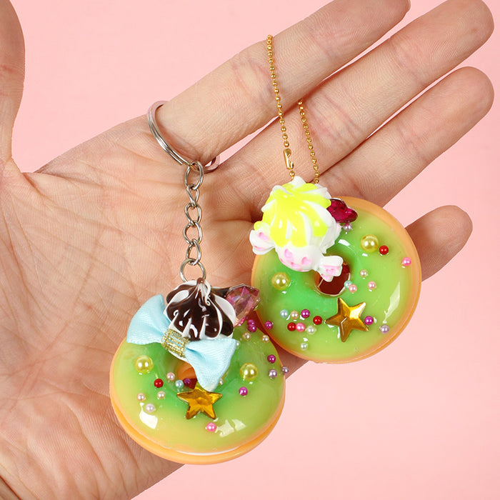 Wholesale PVC Donut Keychain Simulated Dessert Pendant Chic Bag Charm And Car Key Accessory MOQ≥5
