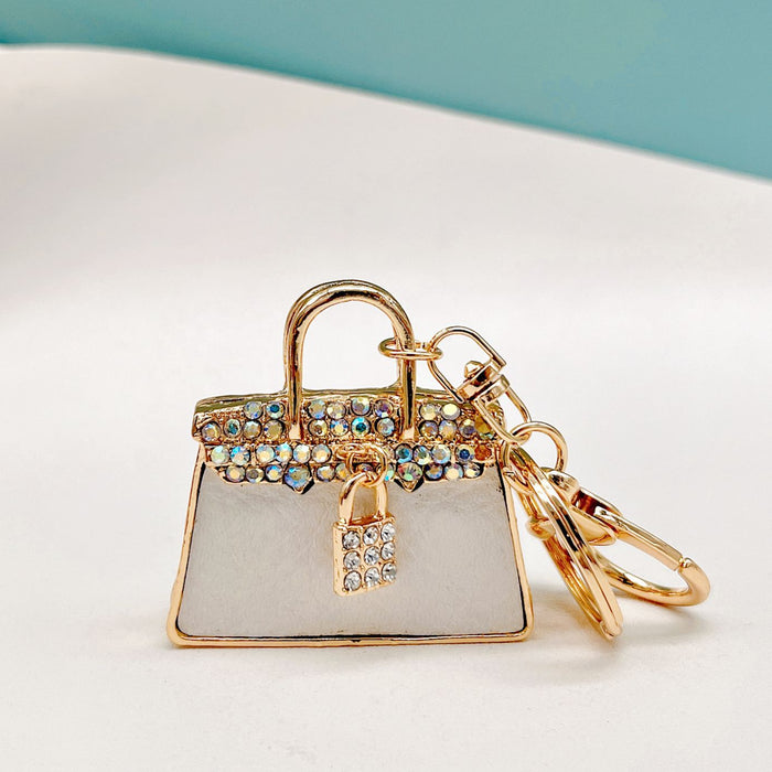 Wholesale Rhinestone Leather Handbag Alloy Keychain JDC-KC-ZhanLun002