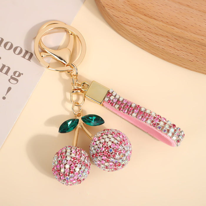Wholesale Modern minimalist cherry keychain with diamonds