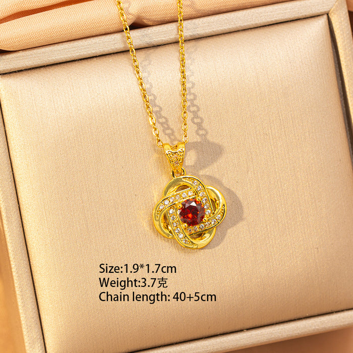 Wholesale Titanium steel necklace with red zircon