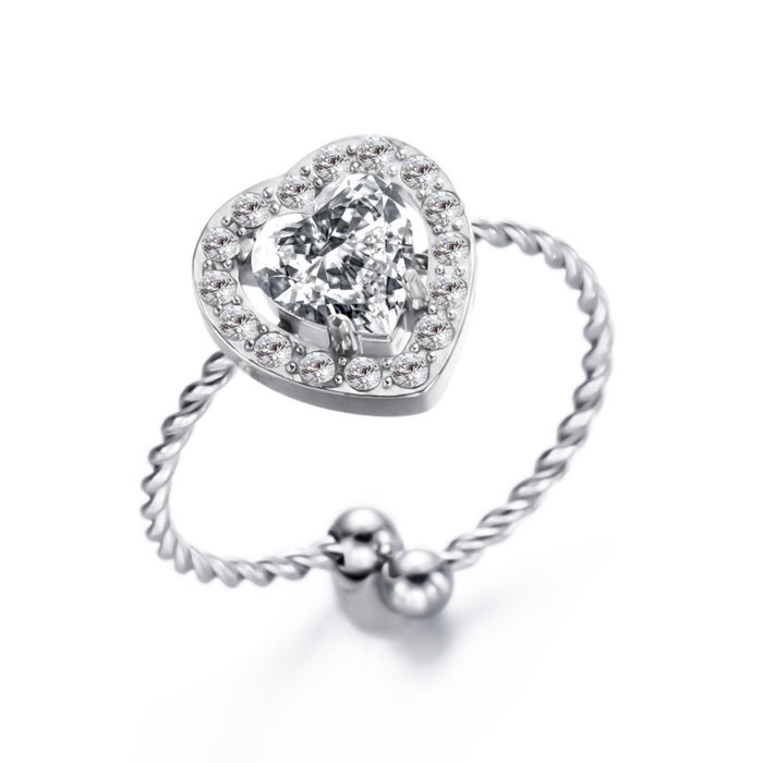 Wholesale stainless steel love diamond adjustable ring sparkling ring