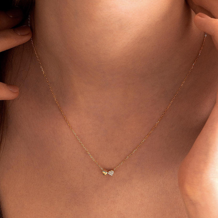 Wholesale European and American minimalist luxury mini heart-shaped collarbone chain temperament pendant copper plated gold necklace