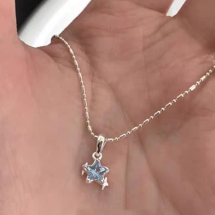 Wholesale Blue star necklace for women, light luxury, niche, versatile, high-end, collarbone chain, simple starry necklace