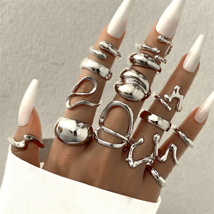 Wholesale glossing irregular lava line combination ring starfish scallop flower