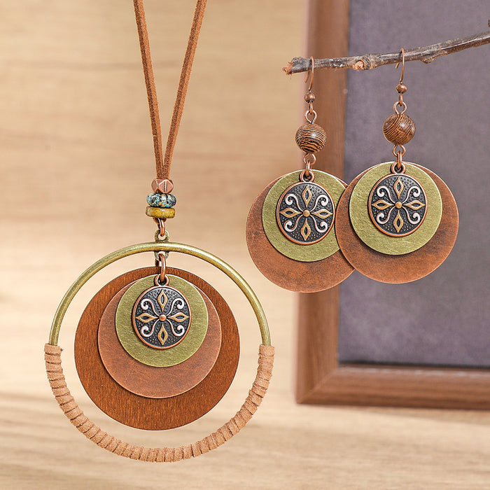 Wholesale Vintage Tree of Life Earring and Necklace Set Bohemian Style MOQ≥2