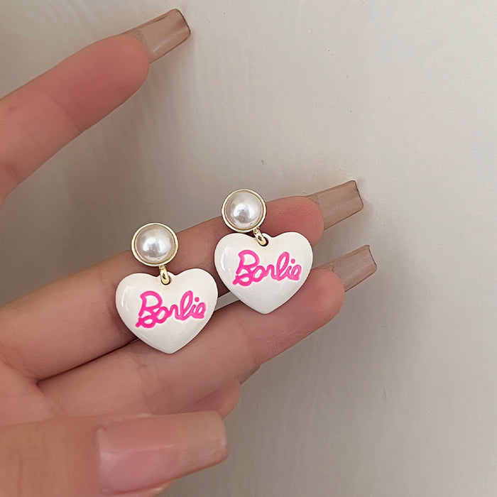 Wholesale Resin Drip Oil Love Bow Alloy Earrings JDC-ES-HeM007