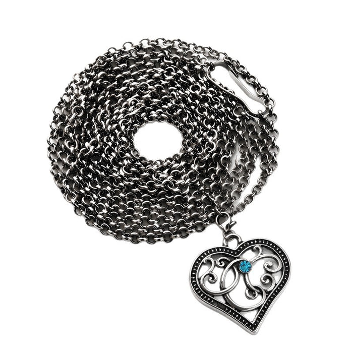 Wholesale Gothic Vintage Heart Pendant Long Chain Necklace Alloy Electroplated Red Women S Layering Jewelry Gift