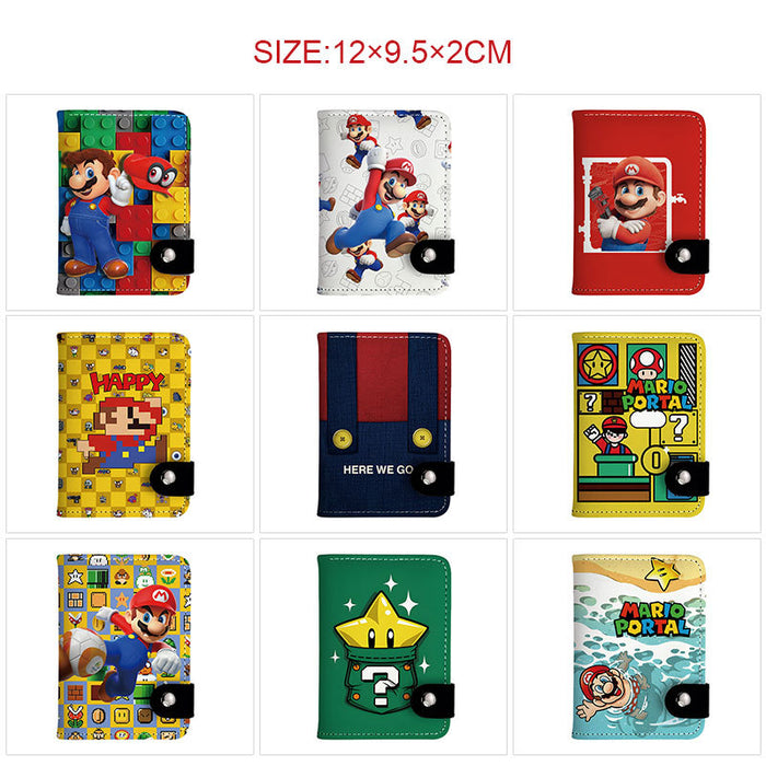 Wholesale Plumber Vertical Snap Wallet Anime Cartoon Two Layer Coin Purse PU Street Trend Accessory Casual Gift For Game Fans