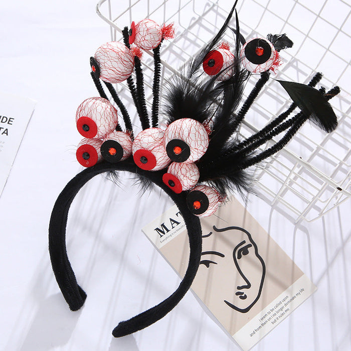 Wholesale 12PCS Halloween Terror Red Blood Eyeball Decorative Fabric Hair Hoops JDC-HD-MeiY001