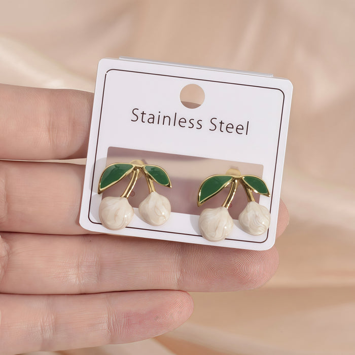 Wholesale Stainless Steel Cherry Earrings Jewelry Oil Drop Earrings