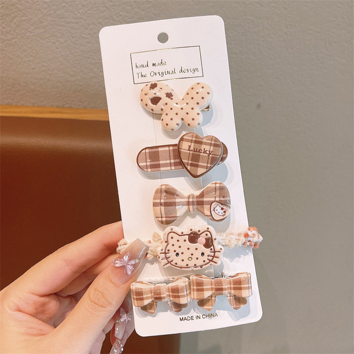 Wholesale Side Hairpin Duckbill Clip Korean Sweet Hairpin Bow Plaid Face Bangs Clip Head Accessories