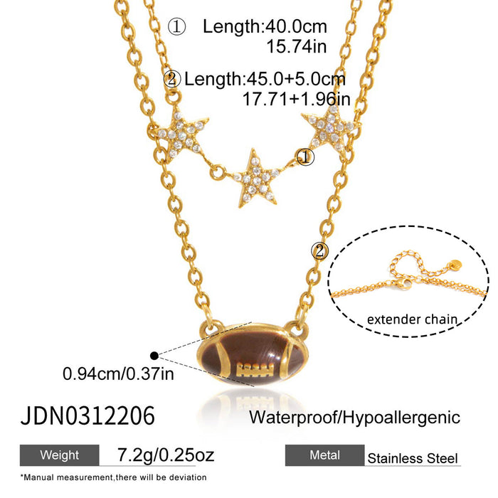 Wholesale Stainless Steel Oil-Drip Rugby Luxury Niche Necklace
