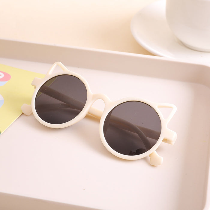 Wholesale Cute Round Frame Cat Ears PC Children's Sunglasses JDC-SG-Fuxin002