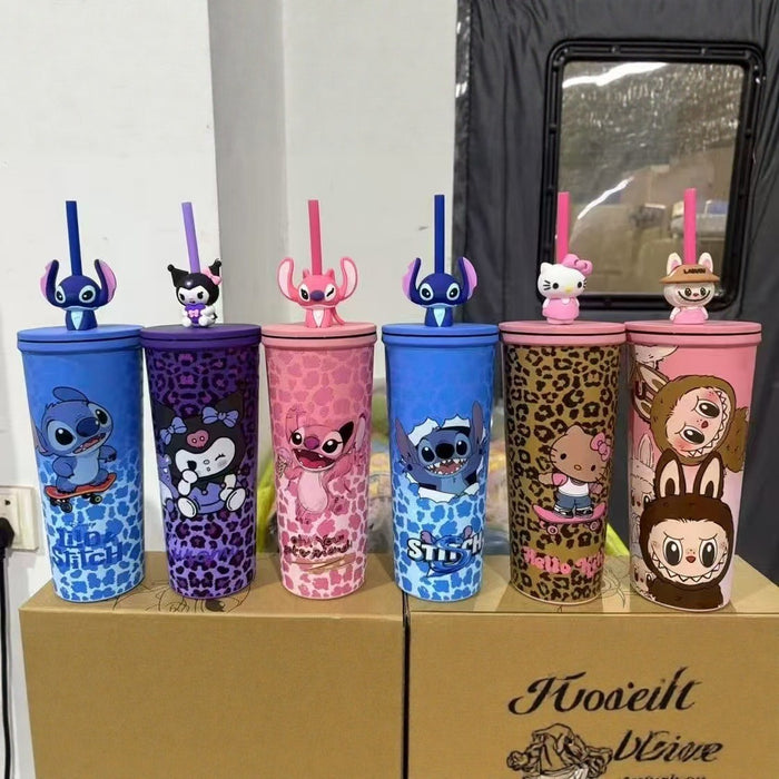 Wholesale Cartoon Large-Capacity Simple Thermos Cup Coffee Cup Portable Car Straw Cup