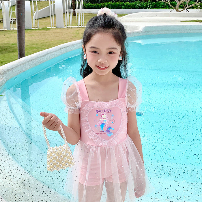 Wholesale Polyester cartoon printed skirt style hot spring swimsuit