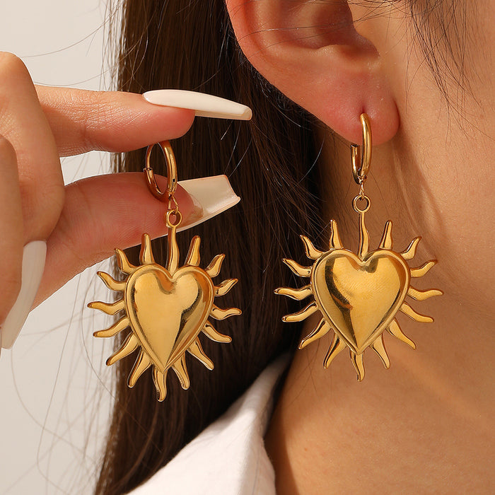 Wholesale Geometric earrings  exaggerated heart-shaped stud earrings   titanium steel   light luxury style  high-end earrings