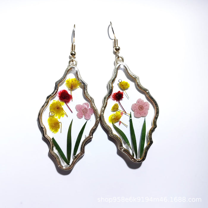 Wholesale Vintage new plant dried flower earrings with niche design, high-end feel, light luxury earrings, earrings, pendants, pendants