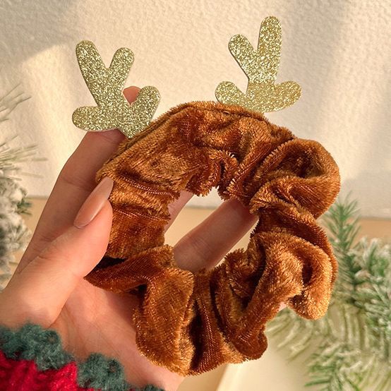 Wholesale Christmas Cartoon Deer Biscuits Braided Hair Scrunchies JDC-HS-Shuy002