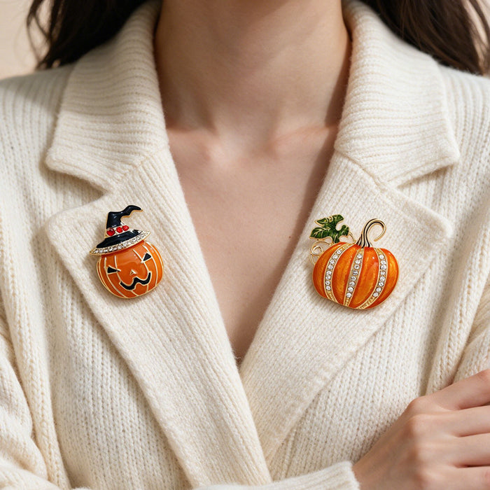 Wholesale Chic  Pumpkin Brooch Alloy Witch Hat Pin Decorative Coat Suit Accessory