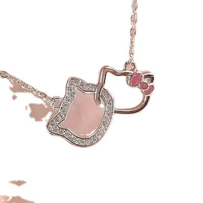 Wholesale copper pink bow necklace JDC-NE-DFN006