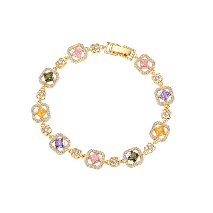 Wholesale Chic Colorful Zircon Women S Bracelet Copper Alloy Electroplated Party Gift Fashion Accessory For Resale