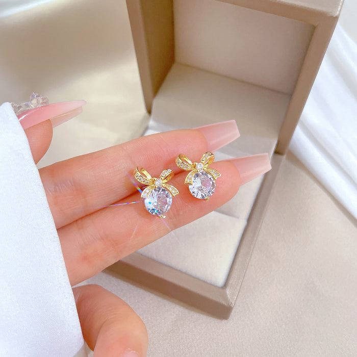 Wholesale Real Gold Diamond Geometric Stud Earrings JDC-ES-LG003