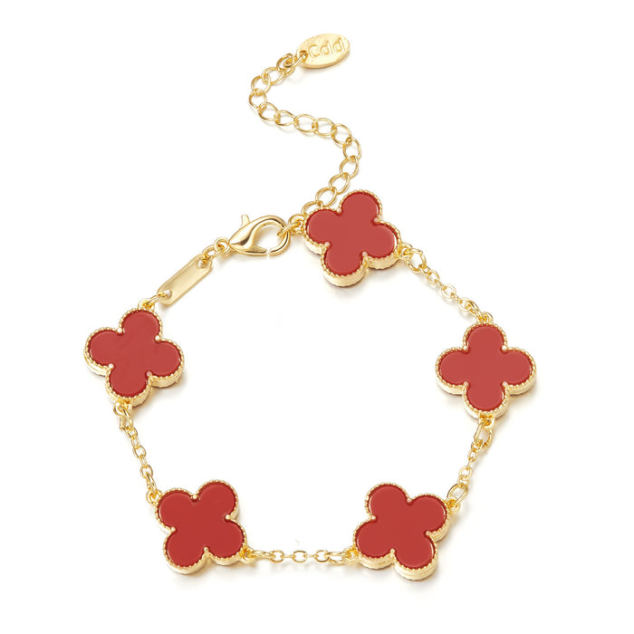 Wholesale four-leaf clover bracelet for women South Korea simple ins Five-Flower fritillary good luck four-leaf clover all-match bracelet chain