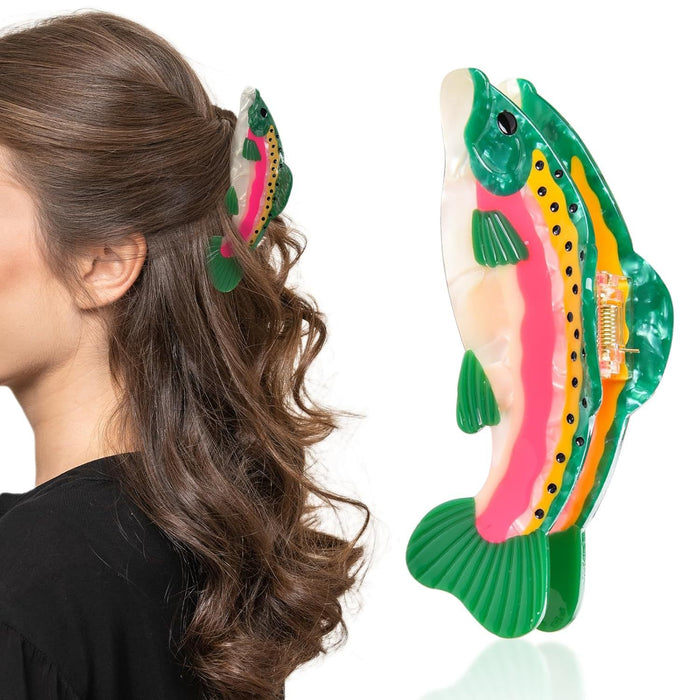 Wholesale Tropical Fish Design Acrylic Hair Clip Ocean Series Trout Claw Clip
