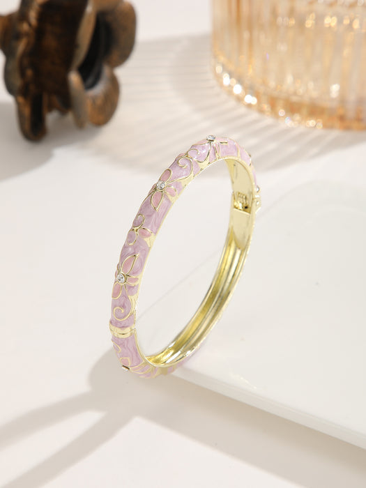 Wholesale Alloy Four Leaf Clover Open Bangle With Drip Oil Enamel Fashion Jewelry Accessory For Everyday Wear And Gift