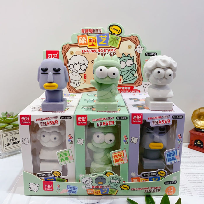 Wholesale 12pcs/box Decorative Rubber Eraser Amusement Park Cartoon Student Stationery