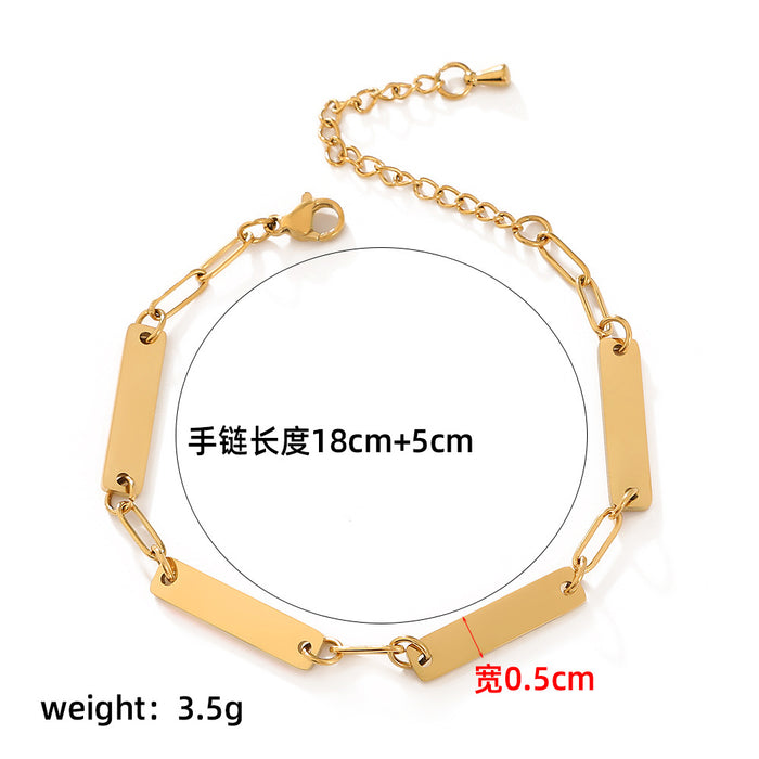 Wholesale European and American light luxury stacked stainless steel bracelet, simple smooth surface bracelet, fashionable and versatile design bracelet