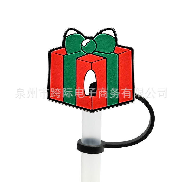 Wholesale New Love Leopard Pattern Straw Cover Straw Cap Silicone Dustproof Stopper Cute Anime Party Straw Decoration Cross border Product