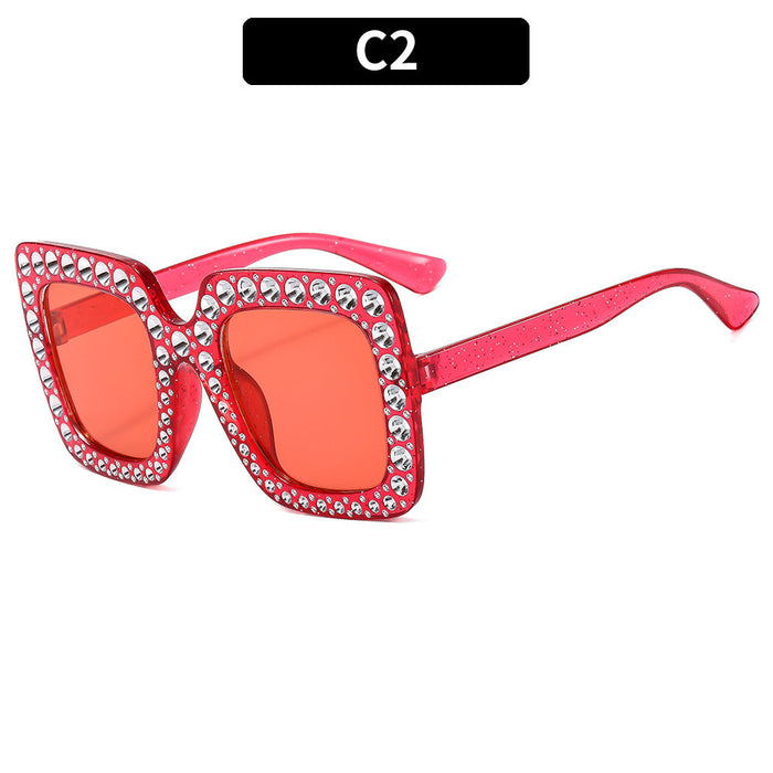 Wholesale Glitter Gold Powder Multi-color Square Rhinestone PC Sunglasses JDC-SG-XIa066