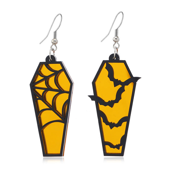 Wholesale Retro  Earrings  Pumpkin Witch Acrylic Earrings Personalized Coffin Cut Out