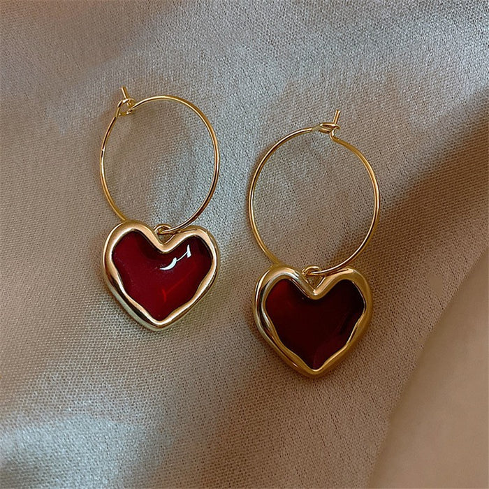 Wholesale wine red Love earrings simple temperament personalized earrings ear jewelry for women