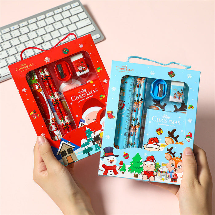 Wholesale Christmas portable 6-piece student stationery gift box set children' s Christmas small gifts gift prizes kindergarten