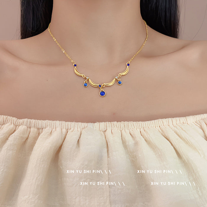 Wholesale Gold craftsmanship lace water droplet necklace, light luxury, niche design, high-end temperament, necklace ring