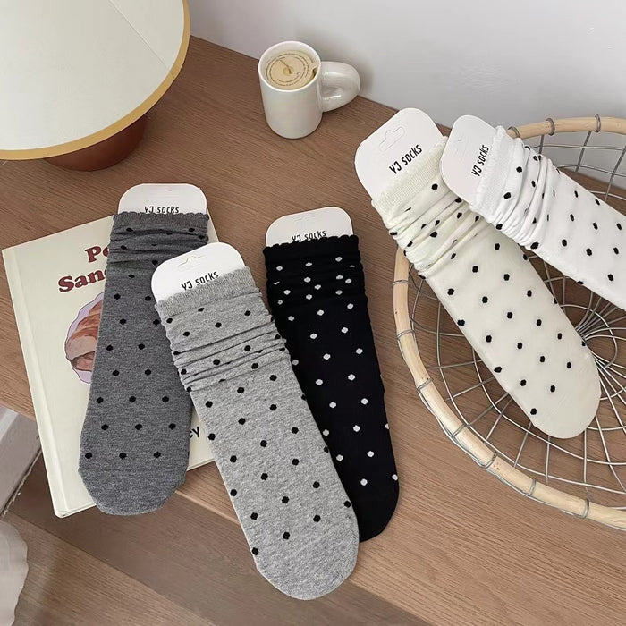 Wholesale Socks, mid tube socks, sweat absorbing pile socks, versatile polka dot cotton mid tube socks