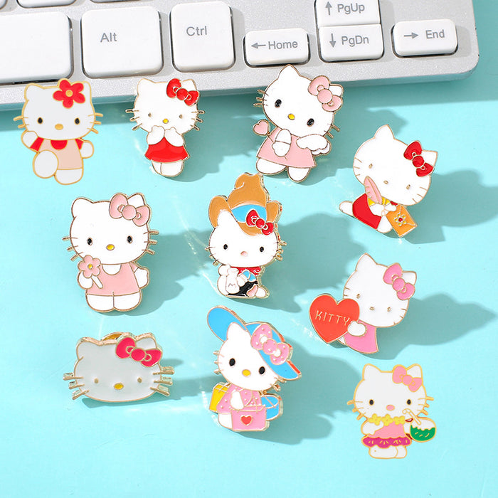 Wholesale Cartoon Cute Metal Cat Badge Brooch