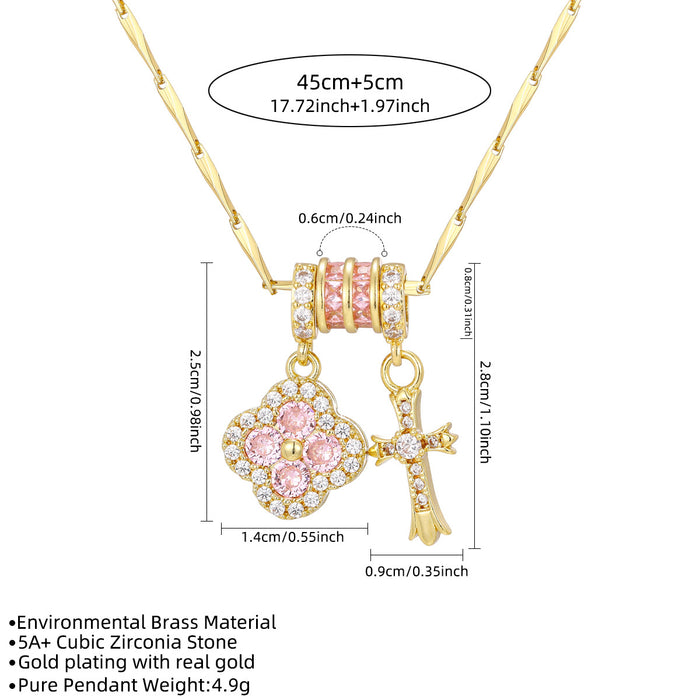 Wholesale copper gold-plated four-leaf clover necklace