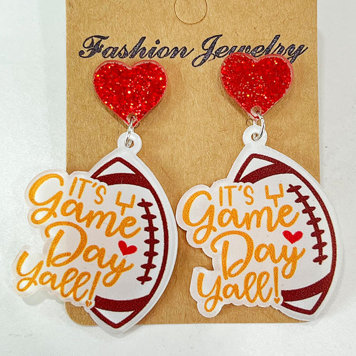 Wholesale Sports jewelry football rugby baseball love game fans acrylic cute earrings