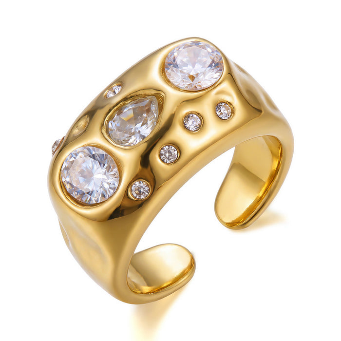 Wholesale Butterfly Sun Open Ring Stainless Steel Gold Plated Fashion Jewelry Accessory