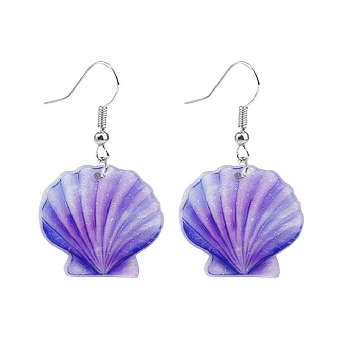 Wholesale Blue Sea Shell Acrylic Pendant Earrings JDC-ES-Yuhen004