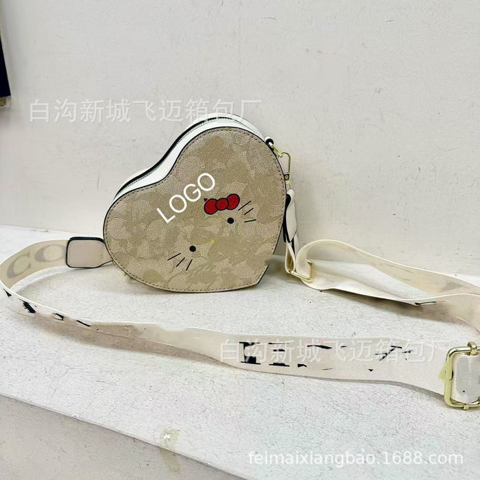 Wholesale Cute heart-shaped cartoon pattern large-capacity commuter crossbody shoulder bag