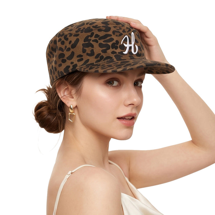 Wholesale Retro Houndstooth Leopard Print Embroidered Baseball Cap