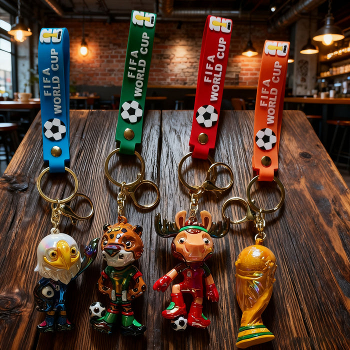 Wholesale World Cup themed electroplated silicone keychains