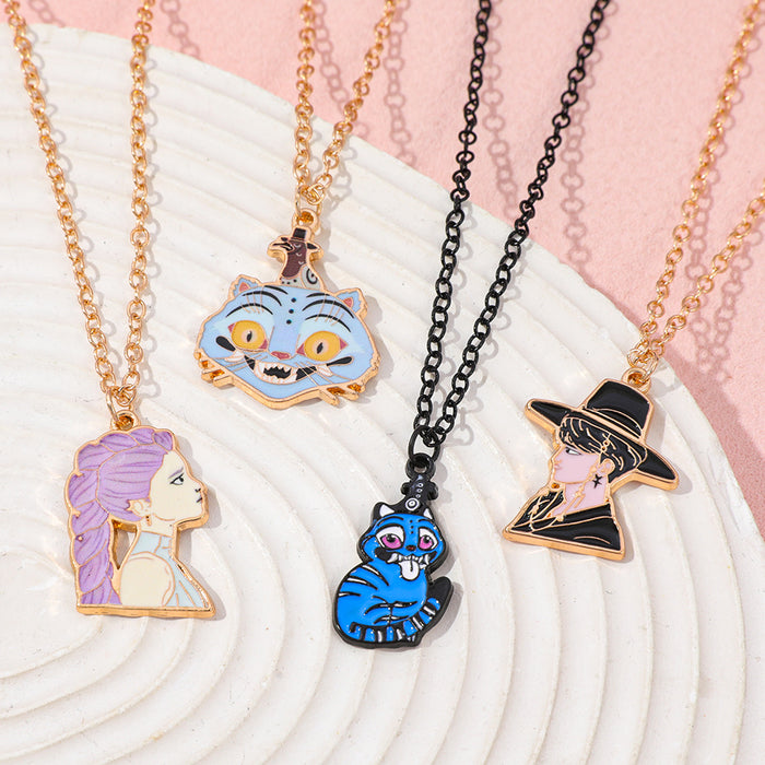 Wholesale Elegant and unique oil-splashed alloy pendant necklace