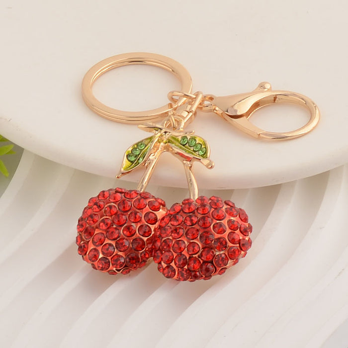 Wholesale Zinc Alloy Rhinestone Cherry Keychain – Decorative Bag Charm Car Key Accessory