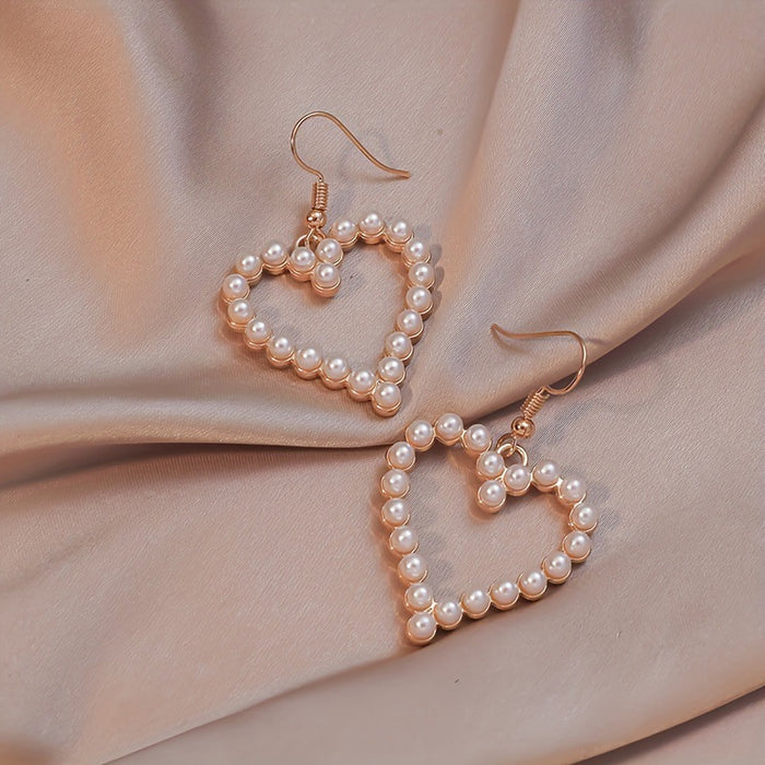 Wholesale Fashion Trendy Jewelry Simple Bohemian Love Heart Pearl Earrings Ladies Dating Jewelry Gift JDC-ES-DX001